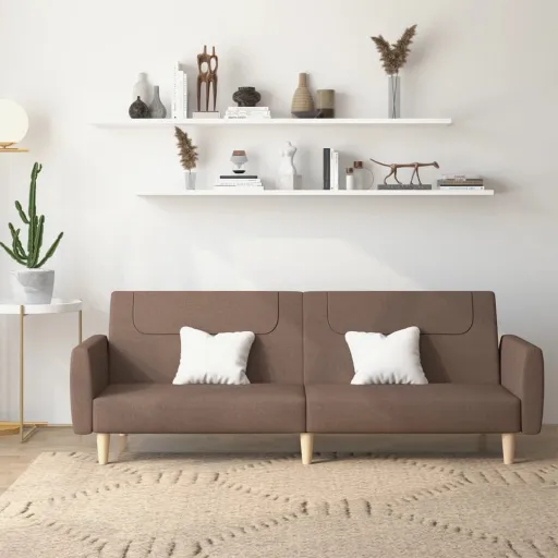 Sofá-Cama de 2 Lugares Tecido Cinzento-Acastanhado
