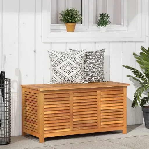 Caixa Arrumação Jardim c/ Veneziana 113x50x56 cm Acácia Maciça