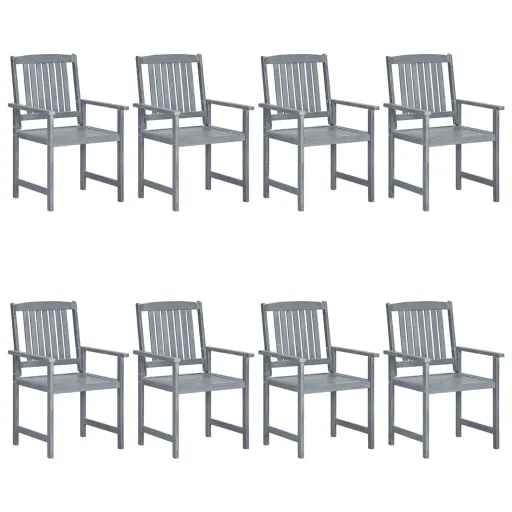 Cadeiras de Jardim   Madeira de Acácia Maciça Cinzento (8 pcs)