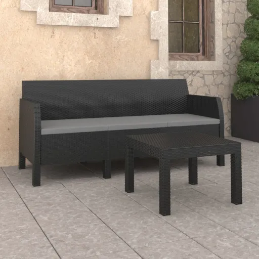 Conjunto Lounge Jardim com Almofadões Vime PP Antracite (2 pcs)