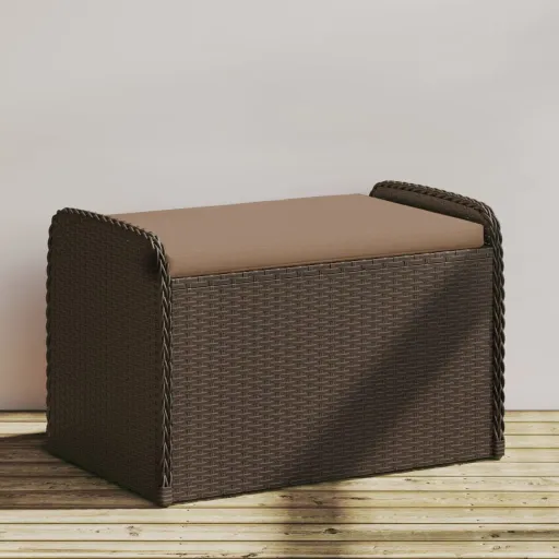 Banco de Arrumação com Almofadão 80x51x52 cm Vime PE Castanho