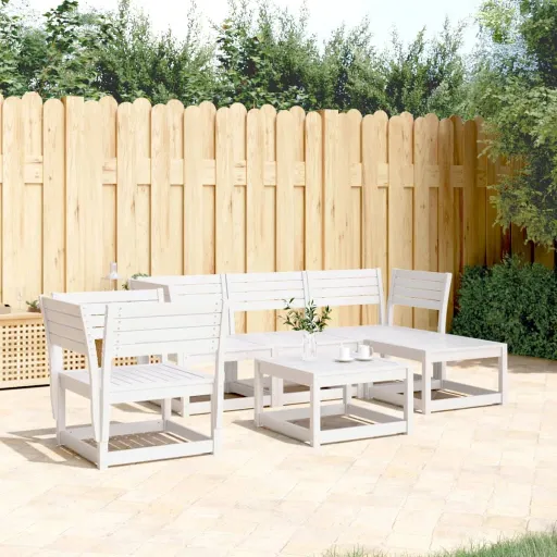 Conjunto Lounge de Jardim Madeira de Pinho Maciça Branco (5 pcs)