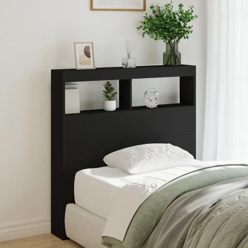 Armário de Cabeceira com Luzes LED 100x17x102 cm Preto
