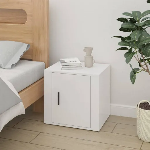 Mesa de Cabeceira 50x39x47 cm Branco Brilhante