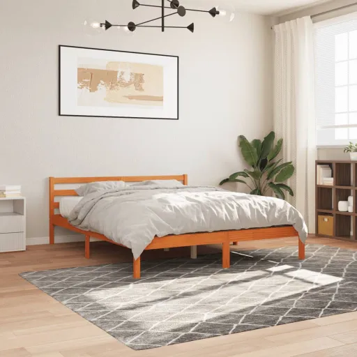 Cama Sem Colchão 160x200 cm Madeira Pinho Maciço Castanho-Mel