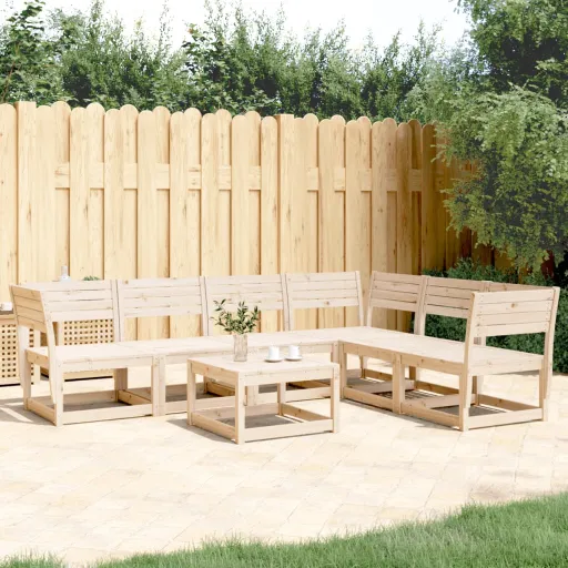 Conjunto Sofás de Jardim Madeira de Pinho Maciça (6 pcs)