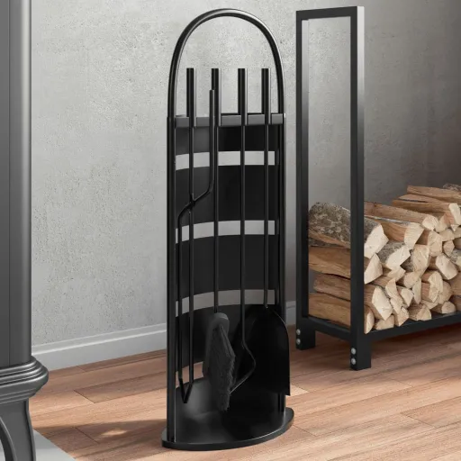 Conjunto de Ferramentas para Lareira de 5 Peças 23x15x66 cm Aço