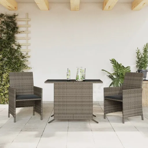 Conjunto Bistrô com Almofadões Vime PE Cinza (3 pcs)