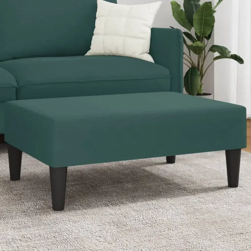 Apoio de Pés 77x55x31 cm Veludo Verde-Escuro