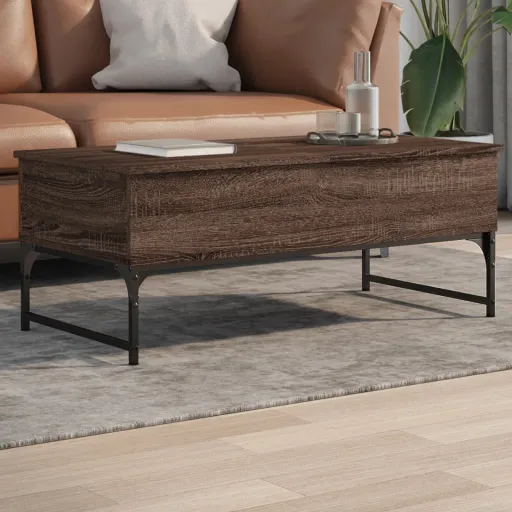 Mesa Centro 100x50x40 cm Deriv. Madeira/Metal Carvalho Castanho