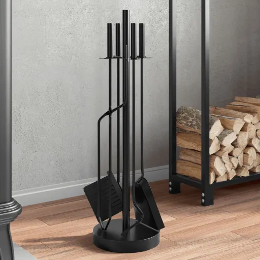 Conjunto de Ferramentas para Lareira de 5 Peças 18x66 cm Aço