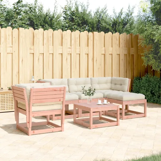 Conj. Lounge Jardim com Almofadões Madeira Douglas Maciça (5 pcs)