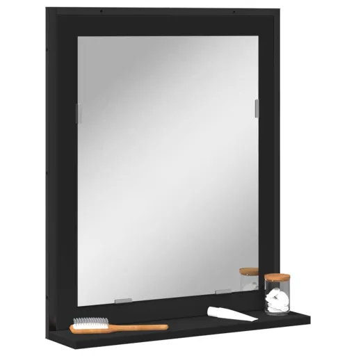 Espelho de WC c/ Prateleira 50x12x60 cm Derivados Madeira Preto