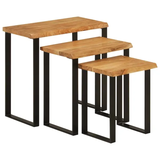 Mesas de Encastrar c/ Borda Viva   Madeira de Acácia Maciça (3 pcs)