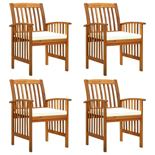 Cadeiras de Jantar p/ Jardim   c/ Almofadões Acácia Maciça (4 pcs)