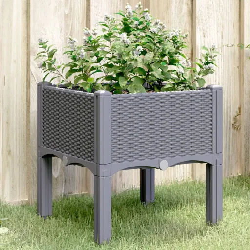 Vaso/Floreira de Jardim c/ Pernas 40x40x42 cm PP Cinzento Azul