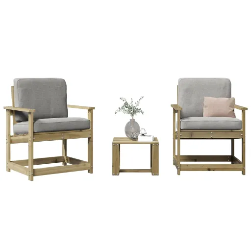Conjunto Lounge de Jardim Madeira de Pinho Impregnada (3 pcs)