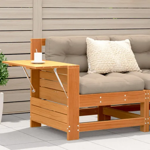 Sofá Jardim c/Apoio Braços/Mesa Apoio Pinho Maciço Castanho-Mel