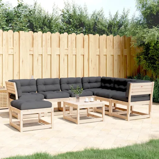 Conjunto Lounge de Jardim c/ Almofadões Pinho Maciço (7 pcs)