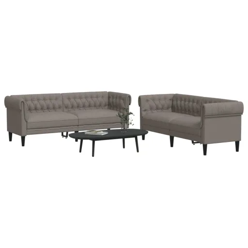 Conjunto de Sofás Tecido Cinzento-Acastanhado (2 pcs)