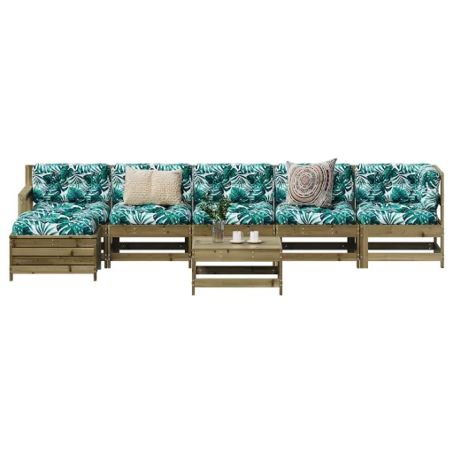 Conjunto Lounge de Jardim Madeira de Pinho Impregnada (7 pcs)