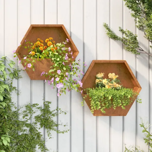 Vasos/Floreiras de Parede   Aço Corten Cor Enferrujado (2 pcs)