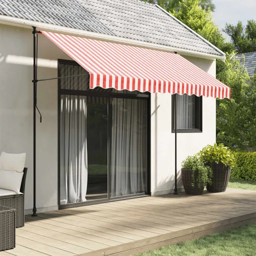 Tecido de Substituição p/ Toldo 3x2,5 m Riscas Vermelho/Branco