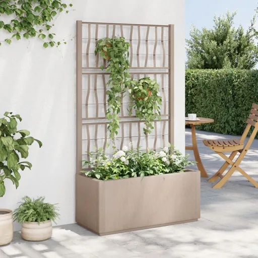 Vaso/Floreira Jardim c/ Treliça 80x36x140 cm PP Castanho-Claro