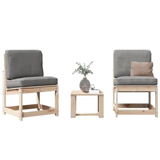 Conjunto Lounge de Jardim Madeira de Pinho Maciça (3 pcs)