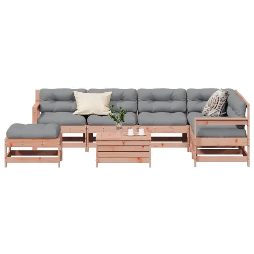 Conj. Lounge Jardim c/ Almofadões Madeira Douglas Maciça (8 pcs)