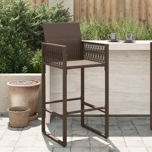Bancos de Bar para Jardim   Vime PE Castanho (2 pcs)