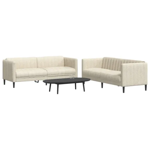 Conjunto de Sofás Tecido Cor Creme (2 pcs)