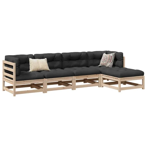 Conjunto de Sofás para Jardim Madeira de Pinho Maciça (5 pcs)