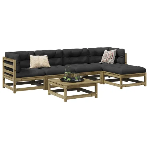 Conjunto de Sofás de Jardim Madeira de Pinho Impregnada (6 pcs)
