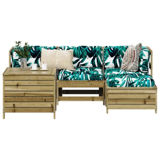 Conjunto de Sofás para Jardim Madeira de Pinho Impregnada (5 pcs)