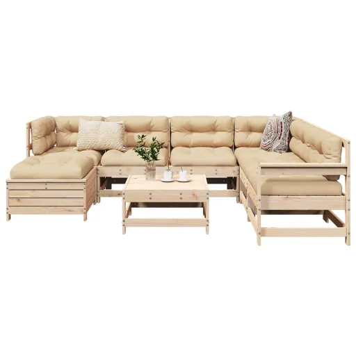 Conjunto Sofás de Jardim Pinho Maciço (8 pcs)