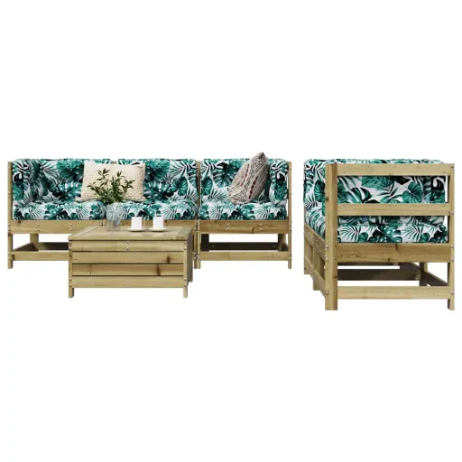 Conjunto de Sofás de Jardim Madeira de Pinho Impregnada (6 pcs)