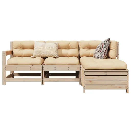 Conjunto Sofás de Jardim Madeira de Pinho Maciça (4 pcs)