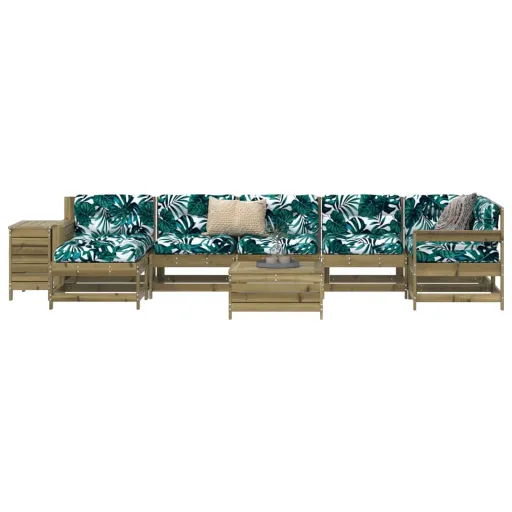 Conjunto Sofás Jardim Madeira de Pinho Impregnada (9 pcs)