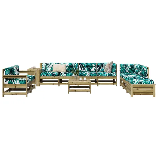 Conjunto Sofás de Jardim Madeira de Pinho Impregnada (11 pcs)