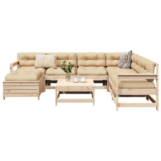 Conjunto Sofás de Jardim Pinho Maciço (8 pcs)