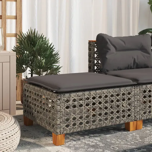 Banco de Jardim com Almofadão 63,5x56x32 cm Vime PE Cinzento