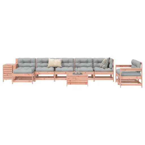 Conjunto Sofás Jardim Madeira Abeto-de-Douglas (10 pcs)