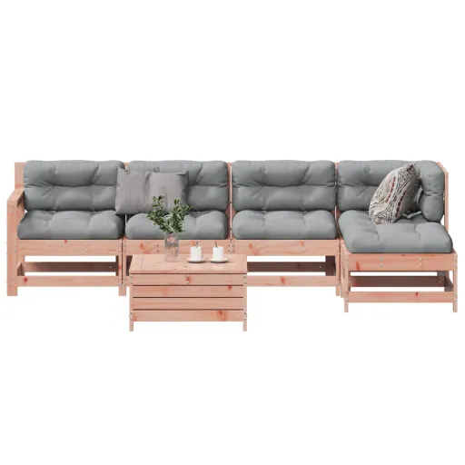 Conj. Lounge Jardim c/ Almofadões Madeira Douglas Maciça (6 pcs)