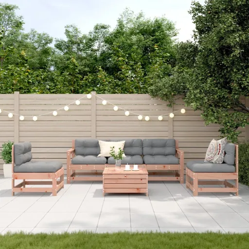 Conj. Lounge Jardim c/ Almofadões Madeira Douglas Maciça (6 pcs)