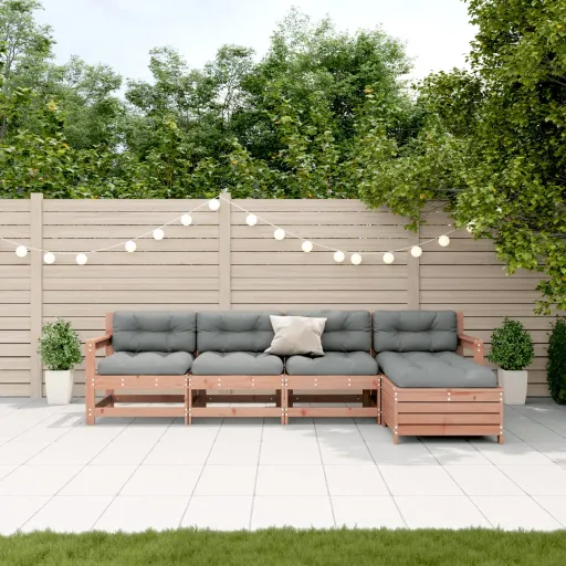 Conj. Lounge Jardim com Almofadões Madeira Douglas Maciça (5 pcs)