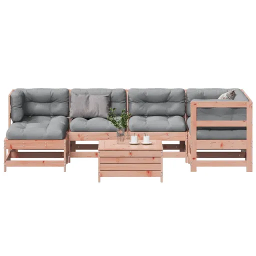 Conj. Lounge Jardim com Almofadões Madeira Douglas Maciça (7 pcs)