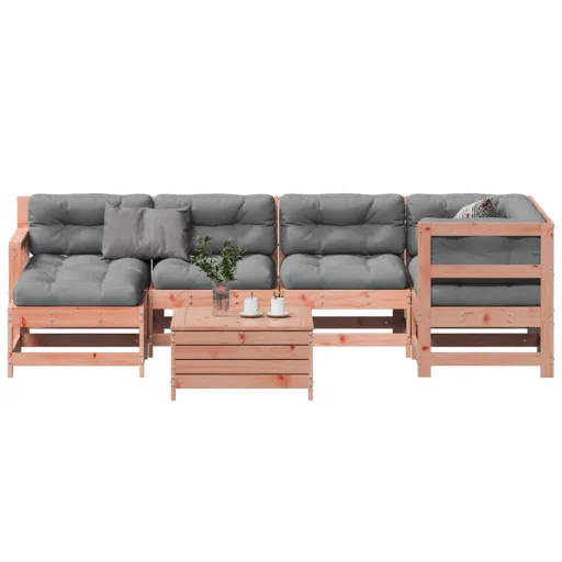 Conj. Lounge Jardim com Almofadões Madeira Douglas Maciça (7 pcs)