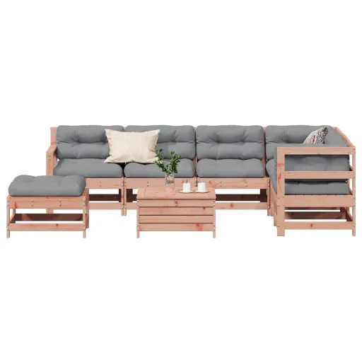 Conj. Lounge Jardim c/ Almofadões Madeira Douglas Maciça (8 pcs)