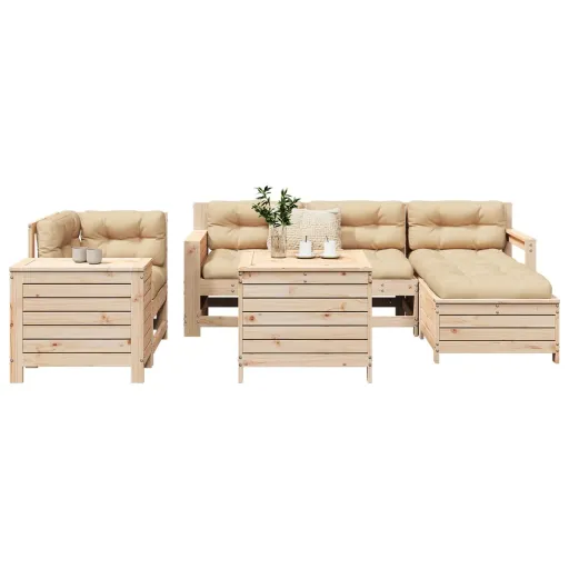 Conjunto de Sofás para Jardim Madeira de Pinho Maciça (7 pcs)